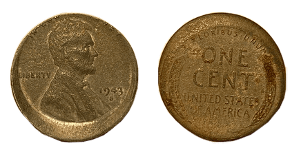 the picture of 1943 Steel Penny with error off center.